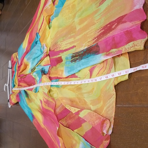 Laundry By Shelli Segal Multi Color Chiffon Strapless High Low Maxi Dress - Picture 9 of 13